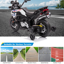 Load image into Gallery viewer, 12V Kids Ride On Police Motorcycle, Police Motorbike with High/Low Variable Speed, Built-In Music, USB, Warning Lights (White-1)