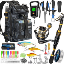 Load image into Gallery viewer, THKFISH Telescoping Fishing Rod and Reel Combo with Backpack, Carbon Fiber Travel Fishing Pole Spinning Reel Kit with Fishing Lures, Fishing Tools Kit for Men