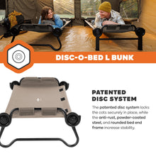 Load image into Gallery viewer, Disc-O-Bed Large Convertible 2 Person Bench & Double Camping Cot, Tan