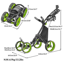 Load image into Gallery viewer, Caddytek Explorer V8 Golf Push Cart - Superlite 4 Wheel Aluminum Foldable Cart with Adjustable Front Wheel Width, Foot Brake, Cooler Basket, Umbrella Holder, Drink Holder, Scorecard Console