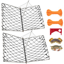 Load image into Gallery viewer, QualyQualy 2 Set Castable Crab Trap Kit, Foldable Crabbing Net with Rope & Bait Clip, Crab Snare/Pots/Traps for Blue Crabs, Dungeness, Crawfish Portable Crabbing Equipment