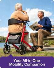 Load image into Gallery viewer, Kekoy Bariatric Rollator Walker for Seniors with Seat, 500 lbs Heavy Duty Walker, 19.5" Extra-Wide Seat, 10" All-Terrain Wheels, Adjustable Height, Foldable Rolling Walker, Hidden Brake Cables, Red