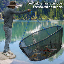 Load image into Gallery viewer, QualyQualy Foldable Fishing Net, Landing Fishing Pier Nets, Drop Net for Pulling Up Fish with Rope, Portable Bridge Fishing Net for Minnows, Crawfish, Shrimp, Top Dia. 31.5"