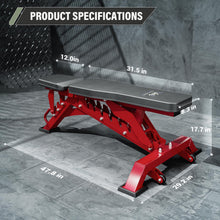 Load image into Gallery viewer, MAJOR FITNESS Adjustable Weight Bench (Elite Version) - 1300LB Capacity, 32 Positions for Strength Training, Bench Press, and Full-Body Workouts for Home or Garage Gym, Red