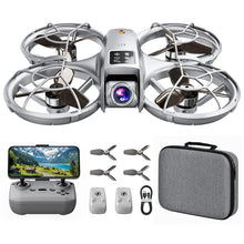 Load image into Gallery viewer, Mini Drone with HD FPV Camera, Beginner Friendly RC Quadcopter for Teens Adults, 90° Tilt Lens, Altitude Hold, One Key Takeoff, 3D Flips, 3 Speed Modes, 2 Batteries 25 Mins Flight, Indoor Outdoor Gift (Gray)