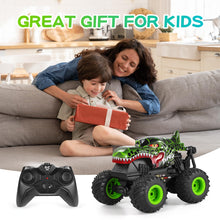 Load image into Gallery viewer, Remote Control Car, 2.4Ghz All Terrain Dinosaur Monster Truck Toys, RC Truck with Music, 3 Lighting Effects, 360 Stunt (Green)