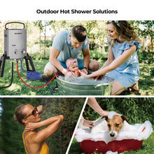 Load image into Gallery viewer, CAMPLUX 1.32 GPM Portable Outdoor Tankless Water Heater Propane Instant Hot Camping Shower Pump w/Freestanding Stand and Carry Bag, AY132GMax, Gray