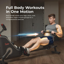 Load image into Gallery viewer, Sunny Health & Fitness Smart Compact Magnetic Rowing Machine