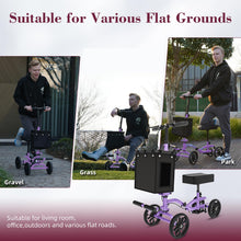 Load image into Gallery viewer, Fvzzin Lightweight Knee Scooter Crutch Alternative, Foldable & Adjustable Knee Scooter for Adults for Foot Surgery, Steerable Knee Walker with Detachable Basket, Includes DIY Stickers-Cream Purple