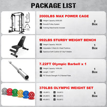 Load image into Gallery viewer, JELENS C21 Power Cage, 2000LBS Multi-Function Power Rack with Independent Dual Pulley System, All-in-One Squat Rack for Cable Crossover, Home Gym Workout Machine (Black, 370lbs Color)