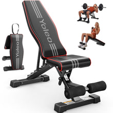 Load image into Gallery viewer, YOLEO Adjustable Weight Bench for Home Gym, ASTM-Certified 827LBS, 98% Pre-Assembled, Foldable Gym Bench with 84 Positions Incline Decline Flat, Wider Seat