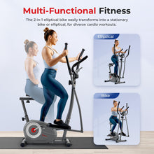 Load image into Gallery viewer, Sunny Health & Fitness Essential Magnetic Resistance 2-in-1 Cross Trainer Elliptical Bike