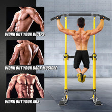 Load image into Gallery viewer, soges Power Tower Pull Up Bar Station, Free Standing Pull Up Rack Dip Station for Home Gym- Yellow
