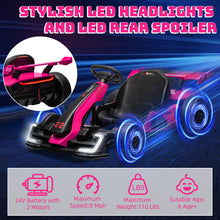 Load image into Gallery viewer, 24V Kids Go Kart,300W Powerful Electric Drift Kart Car with Adjustable Seat, Brake Pedal for Age 6-12,Rose