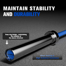 Load image into Gallery viewer, RitFit Elite 6.6ft Olympic Barbell, Robust 45lb Barbell for Weightlifting and Powerlifting, Superior Olympic Bar with Exceptional 900lbs Load Capacity, Weight Bar for 2” Standard Plates Sliver/Blue