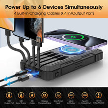 Load image into Gallery viewer, BLASOUL Solar Power Bank,49800mAh Wireless Portable Phone Charger with 4 Built-in Cables,22.5W Fast Charging USB-C in/Output External Battery Pack for iPhone,Android,Perfect for Hiking/Camping