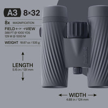 Load image into Gallery viewer, Bushnell A3 8x32 Binoculars Folkstone Gray