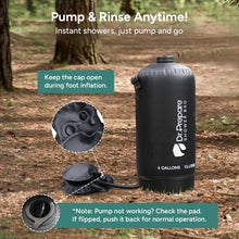 Load image into Gallery viewer, DR.PREPARE Portable Shower for Camping, 4 Gallons Camping Shower Bag, Portable Outdoor Shower with Pump for Hiking, Climbing, Pet Cleaning, Car Washing, Beach & Emergency
