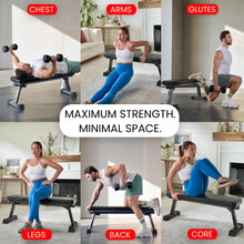 Load image into Gallery viewer, Finer Form Gym Quality Foldable Flat Bench for Multi-Purpose Weight Training and Ab Exercises - Free PDF Workout Chart Included