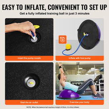 Load image into Gallery viewer, VEVOR 23-inch Half Exercise Ball Trainer, 660 lbs Capacity Balance Ball, Includes Resistance Bands- Purple