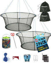 Load image into Gallery viewer, 2Pack Drop Net for Pier Fishing Set, Foldable Fishing Net 31.5"×40" Hoop