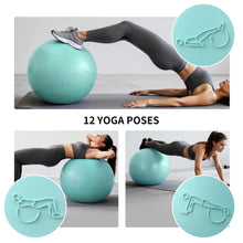 Load image into Gallery viewer, FITMIND Extra Thick Yoga Ball with Training Instruction, Anti-Burst Slip Resistant Exercise Ball -Cyan