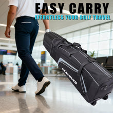 Load image into Gallery viewer, GEAVOUED Golf Travel Bag with Hard Case Top and Wheels,Premium Oxford Fabric,Golf Travel Bags for Airlines,Protect Your Club for Safe Transport(Black/Grey)
