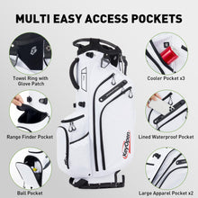 Load image into Gallery viewer, KeyOpen Lightweight Golf Stand Bag, 14 Way Golf Bags with Full Length Dividers for Men Women, Encrypted 900D Weather-Proof Club Carry Bag with Ergonomic Dual Strap, Cooler Pockets, 9 Pockets, White