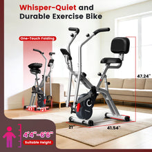 Load image into Gallery viewer, Foldable Exercise Bike with Elliptical Mode, 8-Level Magnetic Resistance Stationary Bike -Grey Red
