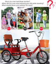 Load image into Gallery viewer, Red, Style 2, Adult Tricycle,16 inch 3-Wheels Trike Bicycle Lightweight Foldable Bikes for The Elderly, Human-Powered Pedal Tricycle