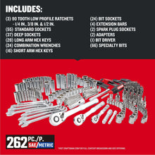 Load image into Gallery viewer, Craftsman 262-Piece Mechanic Tool Set with 3-Drawer VERSASTACK Box, SAE and Metric Socket Set, Car and Motorcycle Tool Kit with Combination Wrenches and Spark Plug Sockets, 90-Tooth (CMMT45309)