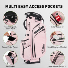 Load image into Gallery viewer, KeyOpen Lightweight Golf Stand Bag, 14 Way Golf Bags with Full Length Dividers for Men Women, Encrypted 900D Weather-Proof Club Carry Bag with Ergonomic Dual Strap, Cooler Pockets, 9 Pockets, Pink