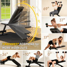 Load image into Gallery viewer, Adjustable Weight Bench for Home Gym, 600LBS Capacity Foldable Workout Bench with 7 Backrest Positions for Full Body Exercise, Compact for Small Spaces, Incline Decline Flat Bench with Quick Adjustment & Easy Folding