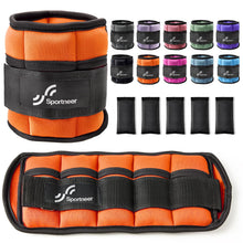 Load image into Gallery viewer, Adjustable Ankle Weights, 4.6 kg Sportneer 1 Pair Wrist Weights Arm Leg Weight Straps -Orange