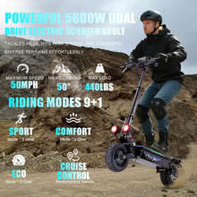 Load image into Gallery viewer, Electric Scooter for Adults Up to 45±5MPH,60V27AH Lithium Battery Foldable Kick Scooter Up to 52 Miles Travel Range,5600W 11" Vacuum
