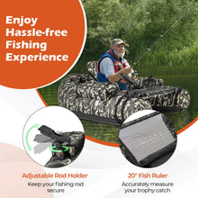 Load image into Gallery viewer, Goplus Inflatable Float Tube, Fishing Belly Boat with Fish Ruler, Pump, Storage Bag, Adjustable Straps, Fishing Float Tube for Angling, 350LBS Load Capacity (Large Camouflage, W/Rod Holder)