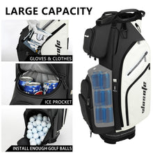 Load image into Gallery viewer, wosofe 14-Way Golf Cart Bag, Waterproof PU Leather, Black/White Sporty