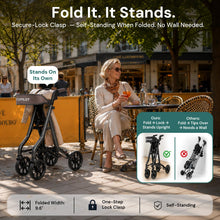 Load image into Gallery viewer, StepPilot Zero Wobble Rollator Walker with Seat for Seniors, 350lb Capacity, 18" Extra Wide Seat, 8" Wheels & Dual Brake, One-Hand Folds to 9.6", 7-Level Handle Adjustable, Cup Holder & Cane Clip