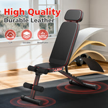 Load image into Gallery viewer, XDDIAS Workout Bench, 10 Backrests Adjustable Weight Bench with Extended Headrest, 800LBS Foldable Weight Bench for Home Gym, Incline Decline Flat Bench Compact for Small Space Training, Black
