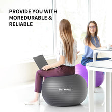 Load image into Gallery viewer, FITMIND_ Extra Thick Exercise Ball Yoga Ball 22in/26in/30in for Workout Pregnancy Stability- black