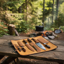 Load image into Gallery viewer, SANZ Damascus Kitchen Knife 6 Pcs - Chef Knife with Wood Handle, Full Tang Blade & Sheath - Outdoor Knife for kitchen, Camping & Outdoor uses
