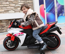Load image into Gallery viewer, Kids Ride On Motorcycle Electric Motorcycle with Training Wheel 12V Electric Battery Powered (Red White)