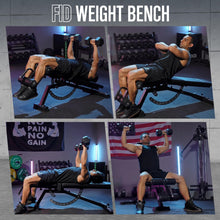 Load image into Gallery viewer, Mikolo 1200LB Weight Bench, Adjustable Workout Bench with Detachable Leg Support, Vertical Storage Space-Saving Exercise Bench for Home Gym, Incline Flat Decline Sit Up Bench for Full Body Fitness
