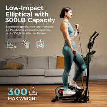 Load image into Gallery viewer, Sunny Health & Fitness Smart Compact Elliptical Cross Trainer with Handlebar - Silver