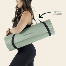 Load image into Gallery viewer, Retrospec Solana Yoga Mat 1" Thick w/Nylon Strap for Men & Women - Non Slip Exercise Mat for Home Yoga, Pilates, Stretching, Floor & Fitness Workouts - Sage