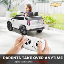 Load image into Gallery viewer, Chevrolet Tahoe Licensed Kids Ride on Car, 12V Battery Powered Kids Electric Car with Remote Control, White