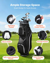 Load image into Gallery viewer, VEVOR Golf Cart Bag, 14 Way Top Divider Organizer, Golf Club Bag with Full-Length Divider, Storage Pockets, Shoulder Strap, Rain Hood, Smooth Zippers, High-Strength 900D Polyester for Men & Women