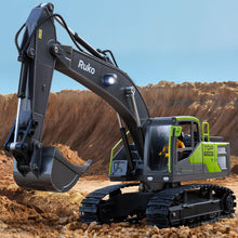 Load image into Gallery viewer, Remote Control Excavator Toys for Boys, 2.4Ghz RC Construction Vehicles with Metal Shovel & Simulated Lights Gift for Kids