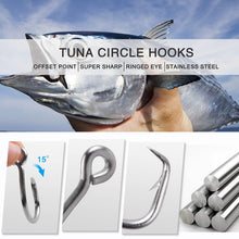 Load image into Gallery viewer, Fishing Hooks Tuna Circle Hook - 80pcs Stainless Steel Big Game Hooks 2X Strong Fish Short Shank Circle Saltwater Hook 13/0