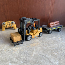 Load image into Gallery viewer, Remote Control Forklift with Flatbed Truck, 11 Channel RC Forklifts with Spray, Cool Lights & Sound, 2 in 1 Lift Fork & Hook, Crane Construction Toys